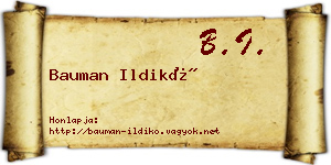 Bauman Ildikó névjegykártya